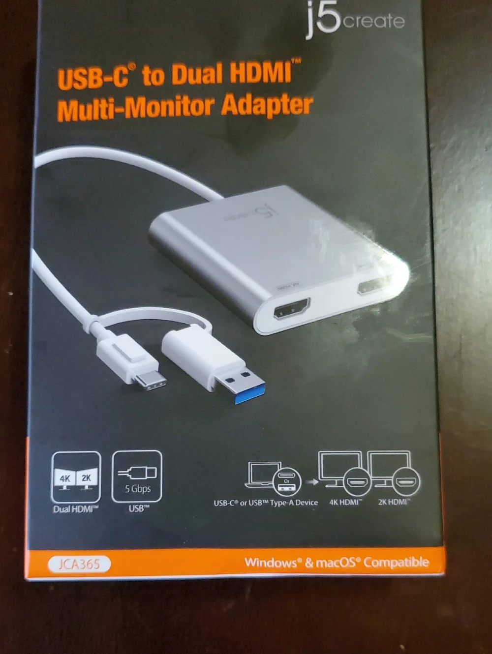 J5 CREATE Silver USB-C to Dual HDMI Multi-Monitor Adapter